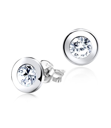 Round CZ 4 mm. Stud Earring STS-130